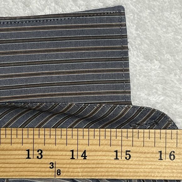 Hart Shaffner Marx Button Up Shirt Men's M Gray Striped 100% Cotton - Picture 7 of 12
